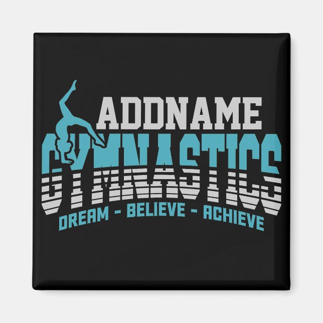 Gymnast ADD NAMN Gymnastics Team Backbend Kickover Magnet (Framsidan)