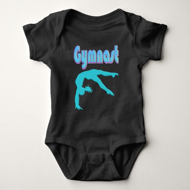 Gymnast Bakåtgående Handstående Steg Ut Turkos T Shirt (Framsida)