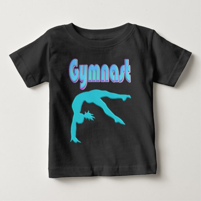 Gymnast Bakåthandsprång Steg Ut Turkos T Shirt (Framsida)