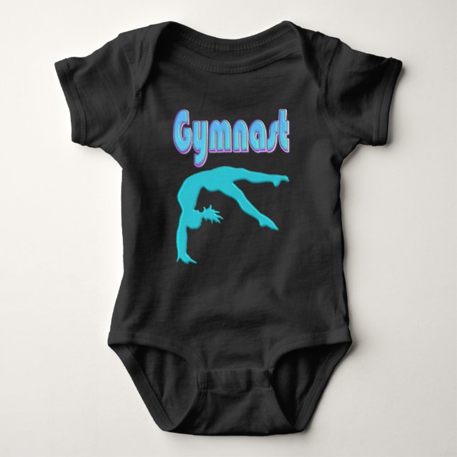 Gymnast Bakåthandsprång Steg Ut Turkos T Shirt (Framsida)