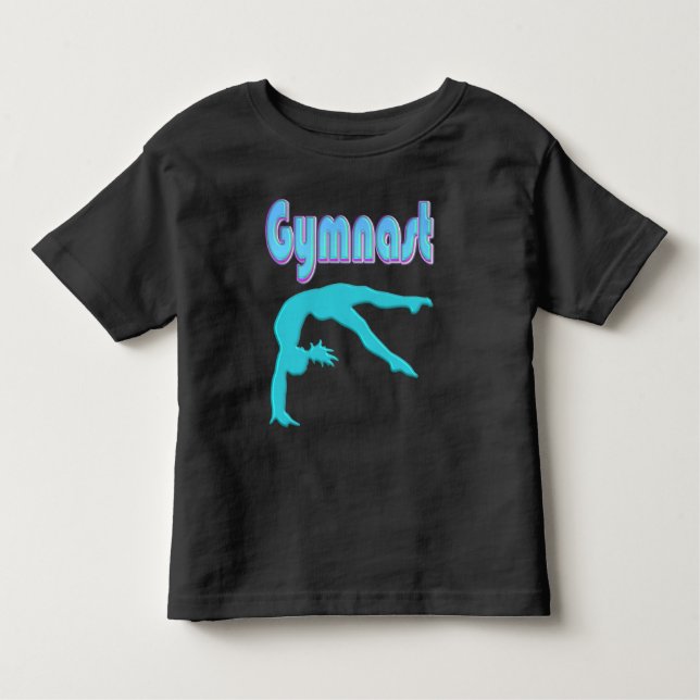 Gymnast Bakåthandsprång Steg Ut Turkos T Shirt (Framsida)