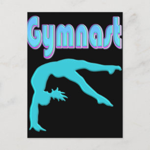 Gymnast Bakåthandsprång Steg Ut Turkos Vykort