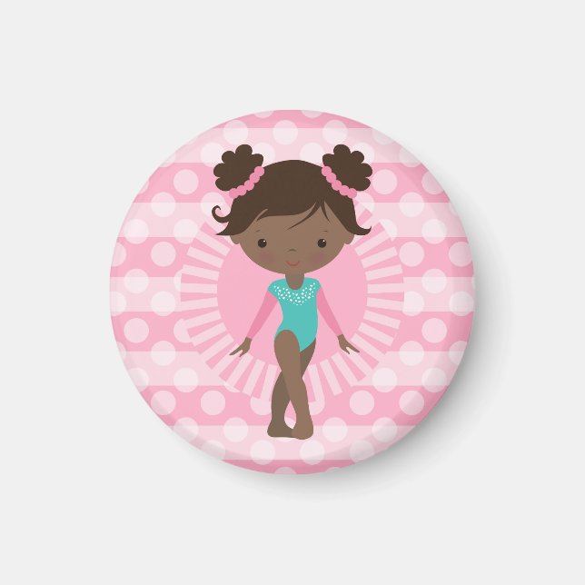 Gymnast - Cute Gymnastics African American Magnet (Framsidan)
