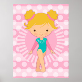 Gymnast - Cute Gymnastics Rosa Aqua Blonde Poster