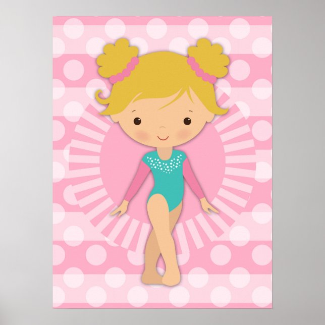 Gymnast - Cute Gymnastics Rosa Aqua Blonde Poster (Framsidan)