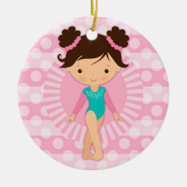 Gymnast - Cute Gymnastics Rosa Turcos Julgransprydnad Keramik