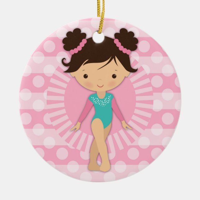 Gymnast - Cute Gymnastics Rosa Turcos Julgransprydnad Keramik (Framsidan)