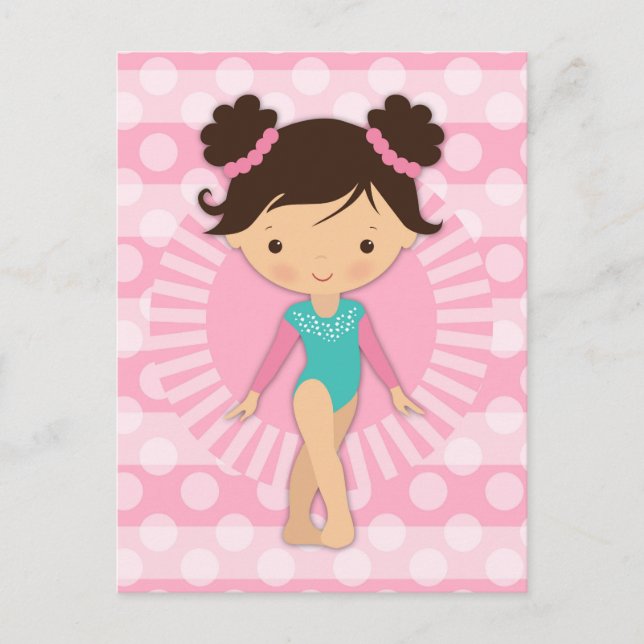 Gymnast - Cute Gymnastics Rosa Turcos Vykort (Framsida)