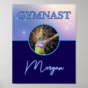 Gymnast Deep Royal Anpassningsbar Photo and Namn Poster