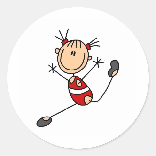 Gymnast Doing Routine Runt Klistermärke (Framsida)