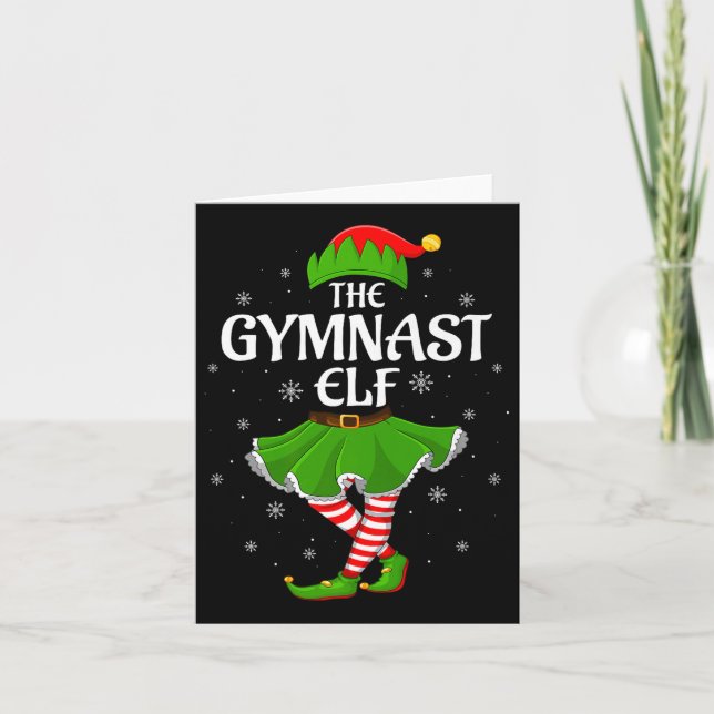 Gymnast Elf Christmas Family Girls Women Elf Squad Kort (Framsida)