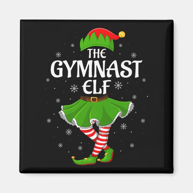 Gymnast Elf Christmas Family Girls Women Elf Squad Magnet (Framsidan)