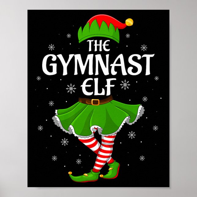 Gymnast Elf Christmas Family Girls Women Elf Squad Poster (Framsidan)