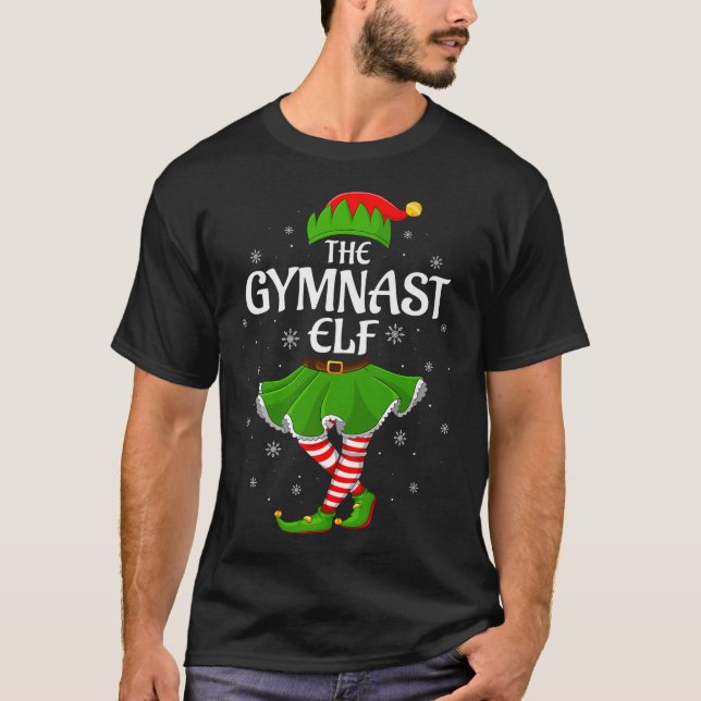 Gymnast Elf Christmas Family Girls Women Elf Squad T Shirt (Framsida)