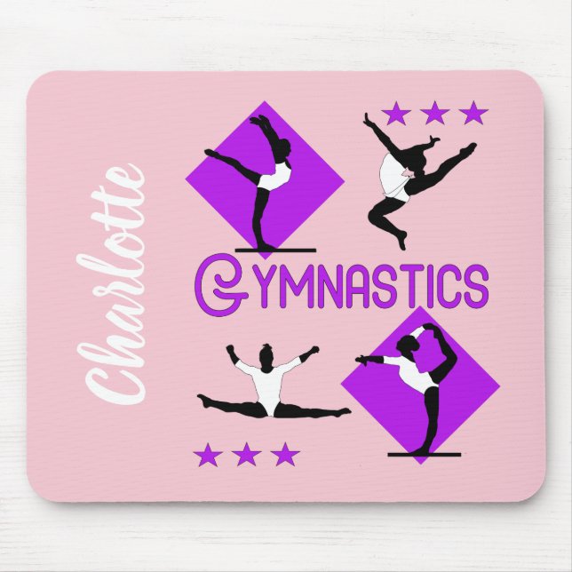 Gymnast Figurer Cute Girls Gymnastics Personlig Musmatta (Framsidan)