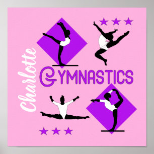 Gymnast Figurer Cute Girls Gymnastics Personlig Poster