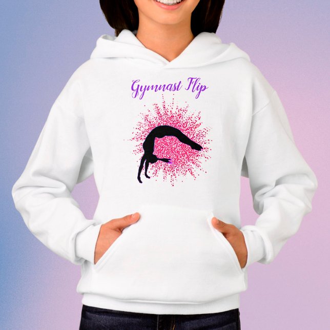 ’Gymnast Flip’ Girls Gymnastics Rosa & Lila T Shirt (Skapare uppladdad)