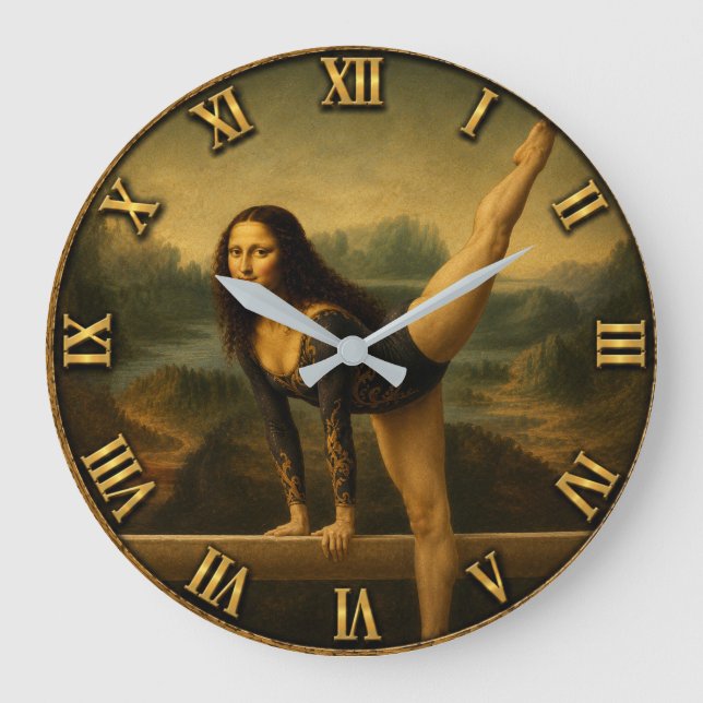 Gymnast Funny Mona Lisa  Stor Klocka (Framsida)