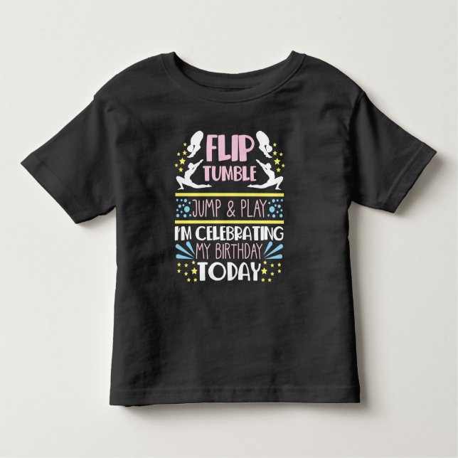 Gymnast Girl Gymnastic Birthday Flip Tumble Jump T Shirt (Framsida)
