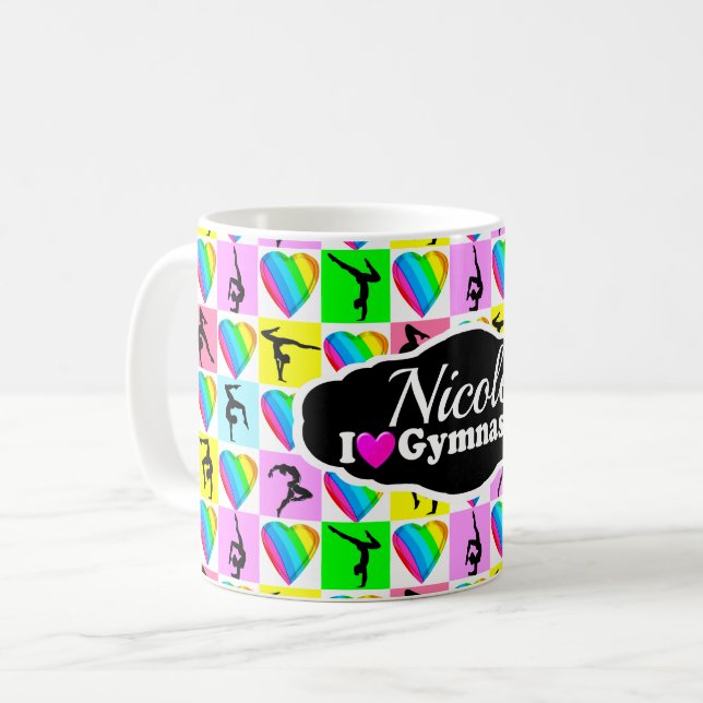 GYMNAST GIRL-KONSTRUKTION FÖR TUR OCH FÄRGER KAFFEMUGG (Framsida vänster)