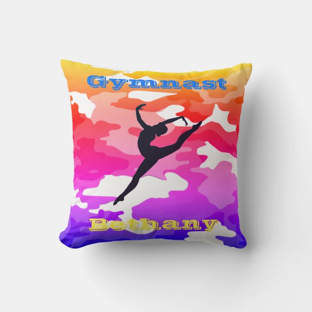 Gymnast Golv Beam Vault Pub Rainbow Camouflage Kudde (Framsida)