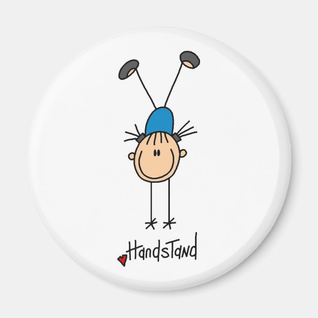 Gymnast gör handstående magnet (Framsidan)
