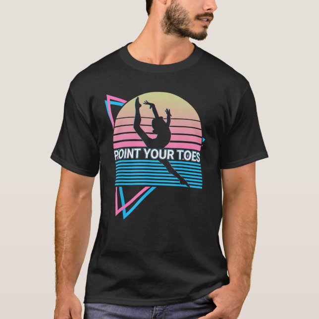 Gymnast Gymnastics Acrobat Retro Point Your Toes T Shirt (Framsida)