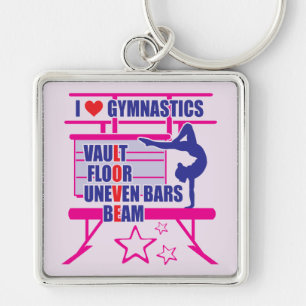 Gymnast - I Kärlek Gymnastics Fyrkantig Silverfärgad Nyckelring