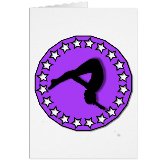 Gymnast i lilor hälsningskort (Framsidan)