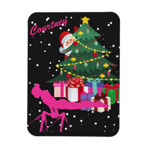 Gymnast-jul: Santa Hämta mig Gymnastics Pub Magnet