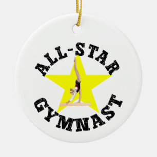 Gymnast med alla stjärnor julgransprydnad keramik