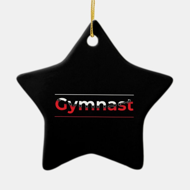 Gymnast - Minimalistisk modern gymnastika Ord Julgransprydnad Keramik (Framsidan)