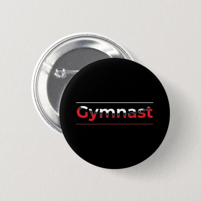 Gymnast - minimalistisk modern gymnastikord knapp (Framsida & baksida)