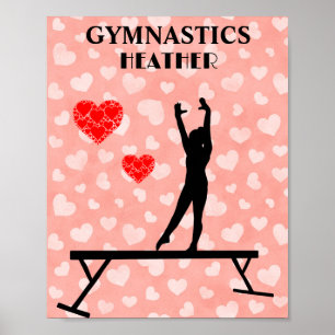 GYMNAST PÅ BALANSBEAM/HJÄRTA POSTER