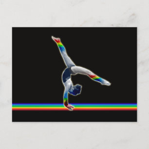 Gymnast på en regnbåge vykort