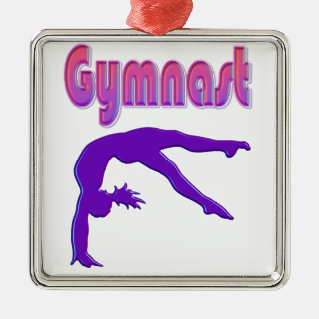 Gymnast Power Tumbling Lila Metallic Julgransprydnad Metall (Framsidan)