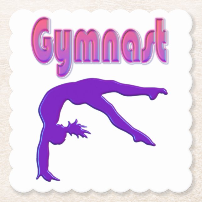 Gymnast Power Tumbling Lila Metallic Underlägg Papper (Framsida)