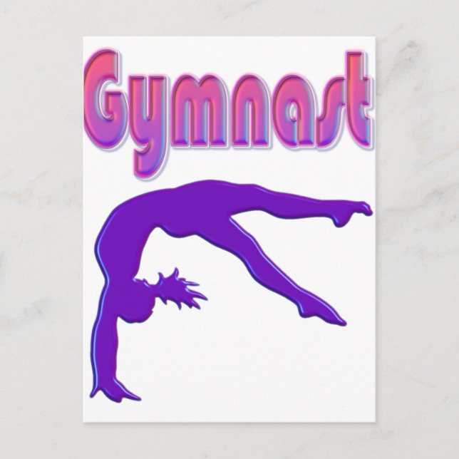 Gymnast Power Tumbling Lila Metallisk Vykort (Framsida)