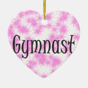 Gymnast Rosa och Vit Julgransprydnad Keramik