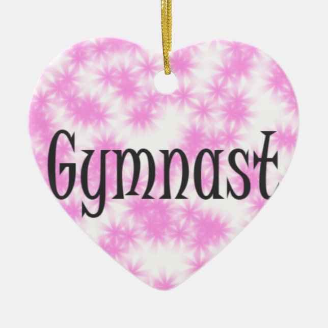 Gymnast Rosa och Vit Julgransprydnad Keramik (Framsidan)