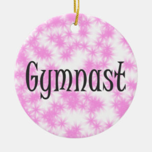 Gymnast Rosa och White Julgransprydnad Keramik
