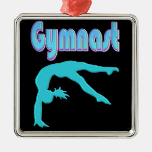 Gymnast-ryggledaren steg ut och ut julgransprydnad metall