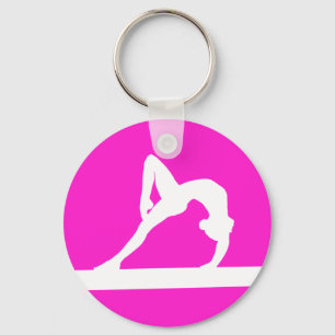 Gymnast Silhouette Keychain Rosa Nyckelring