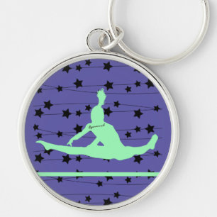 Gymnast Swirling Stars Rund Silverfärgad Nyckelring