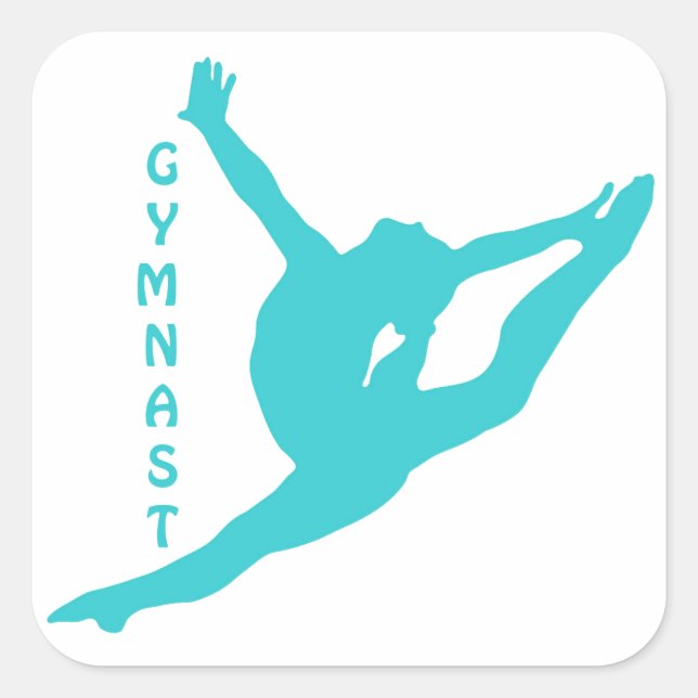 Gymnast Teal Sticker Fyrkantigt Klistermärke (Framsida)