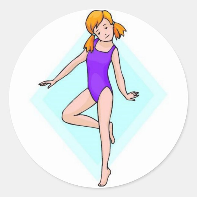 Gymnast-utskrift Runt Klistermärke (Framsida)