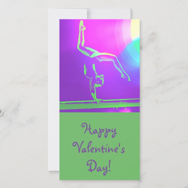 Gymnast Valentines Dag-fotokort Julkort (Framsida)