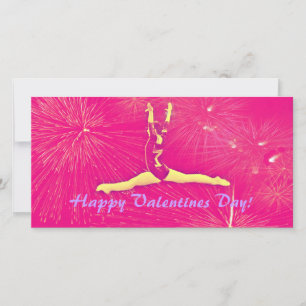 Gymnast Valentines day-fotokort Julkort