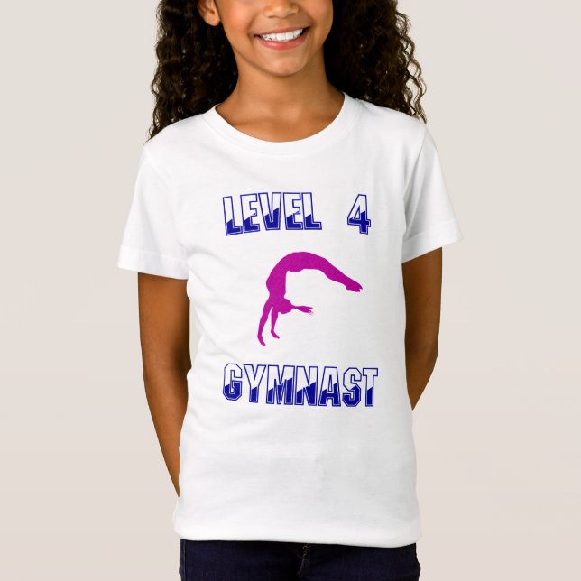 Gymnastblått och Magenta Gymnastika på nivå 4 T Shirt (Framsida)