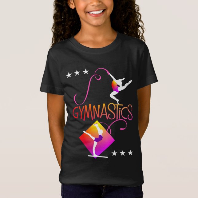 Gymnasten figurerar gullig grafisk flickagymnastik tee shirt (Framsida)